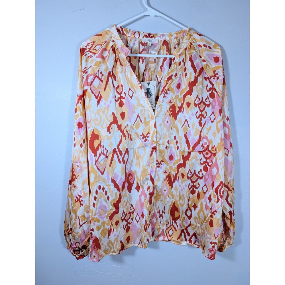 EASEL Boho Mixed‎ Print Top Medium Hi-Low Blouse